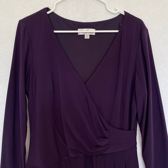 Eliza J Royal Collection Long Sleeve V Neck Mini Dress Stretch Purple - Picture 2 of 13